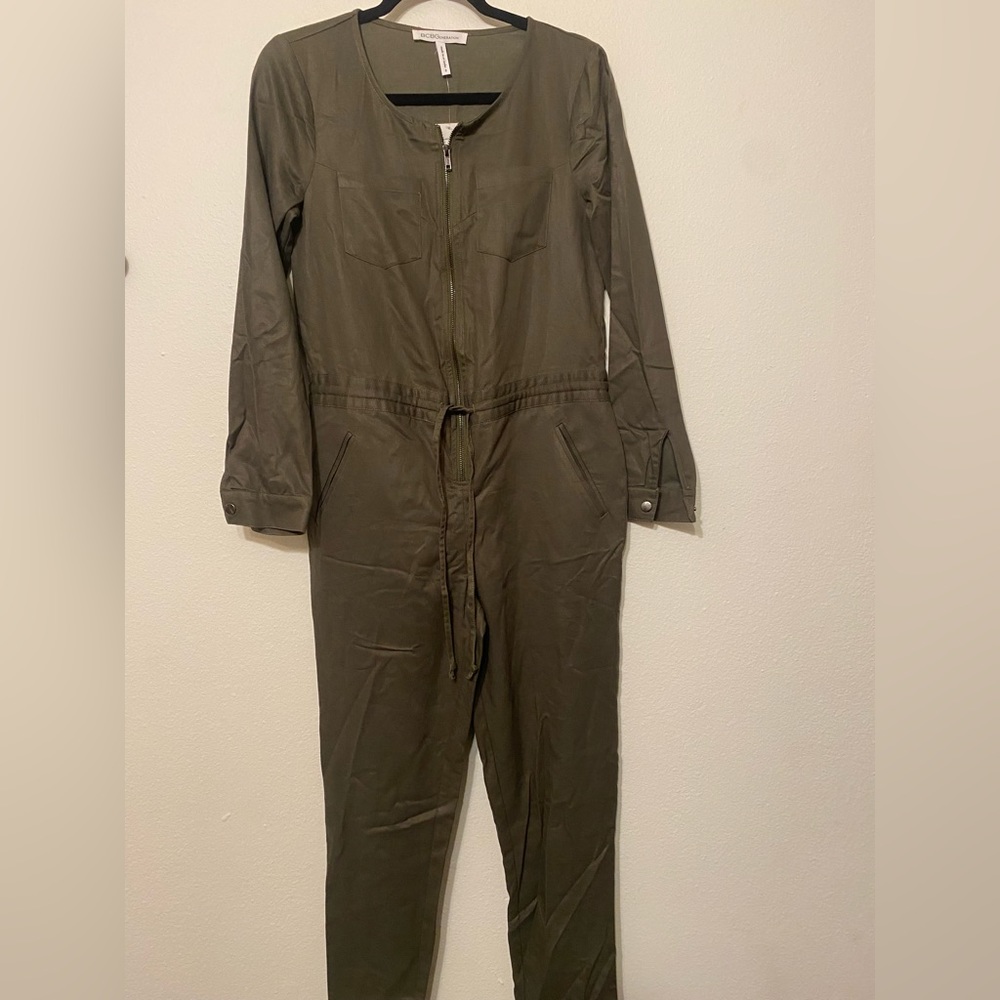 BCBGeneration zipped utility jump suit with drawstring waist NEW